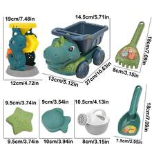 Toddler Beach Toy Set With Mesh Bag, Includes Shovel, Construction Vehicles, Animal & Dinosaur Molds, Ideal Outdoor Travel Toy Gift (Accessory Style And Color Random) - Multicolor - View 10