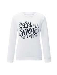 Mommy And Me Matching Christmas Sweatshirts Family Matching Xmas Outfits Long Sleeve Crewneck Let It Snow/Merry Christmas/Merry Bright Letter Print Sweatshirts Pullover Tops Winter Fall Clothes - 白色 - 查看 6