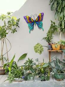 户外花园装饰蝴蝶和蜂鸟，彩色金属装饰品，适用于庭院、草坪、露台、栅栏和花园墙壁，是送给自然爱好者的完美礼物，也是理想的花园墙面装饰品。 - 彩色 - 查看 13