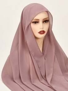 1pc Women's Instant Chiffon Hijab + Simple Cap Integrated Muslim Casual Prayer Headscarf, Modal Hijab Scarf With Built-In Magnetic Clasp, Suitable For Daily Wear In All Seasons