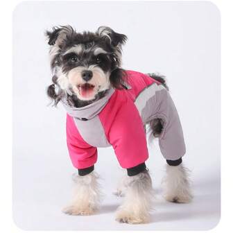 1pc Colorblock Design Pet Padded Coat, Comfortable Warm Anti-Freeze Pet Clothing, Suitable For Autumn/Winter Pet Outdoor Wear