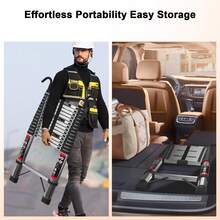 HSHa 4.4m/5m Telescopic Ladder Stainless Steel Heavy Duty Extendable Loft Telescopic Ladder Adjustable Height With Detachable Hooks, Anti-Slip And Durable, Retractable - 4.4m-hooks - View 5