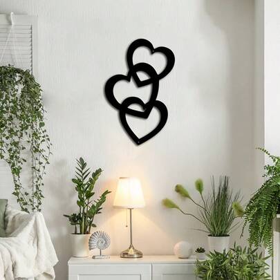 1 pieza Elegante arte de pared de núcleo de hierro, decoración de pared de metal entrelazado de amor, regalo romántico del Día de San Valentín, decoración moderna del hogar
