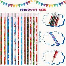 12 lápices navideños + 1 sacapuntas, colores y patrones aleatorios, lápices HB con borradores, adecuados como rellenos de calcetines navideños o regalos para amigos y compañeros de clase