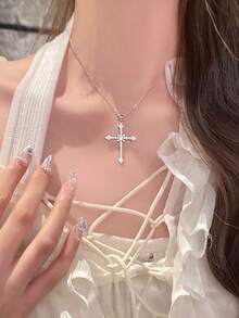 2 piezas Collar de cadena en forma de O simple de alloy, collar de múltiples capas cruzado simple para mujer, adecuado tanto para hombres como para mujeres, Collar chapado en oro de 18k con perlas, Colgante de joyería bohemia con cuentas