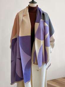 1 pièce Foulard asymétrique bicolore pour femmes, épais et chaud, de haute qualité, nouvelle écharpe pour l'automne/hiver