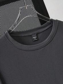 Manfinity CHICACO Men's Casual Letter Print Round Neck Short Sleeve T-Shirt, Men's T-Shirts - Xám - Xem 3