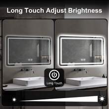 36x24 Inch LED Bathroom Mirror Vanity Mirrors With Backlit Lights Fogless Makeup Mirror Wall Mounted With Demister Dimmable 3 Color Lighting IP54 Waterproof - 90*60cm - 查看 5