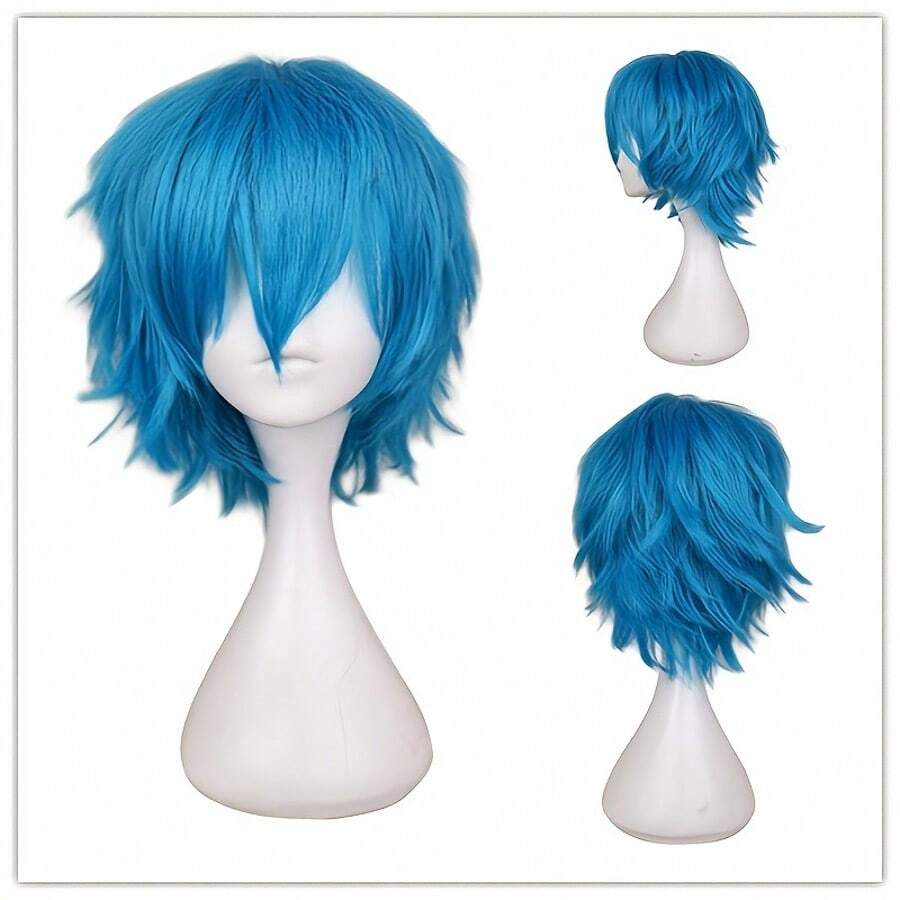 Blue Hair Heat Resistant Chemical Fiber Wigs Daily Wear Women Wigs Sweet Cute Wigs Prom Party Wigs Natural Hair - 藍色 - 查看 1