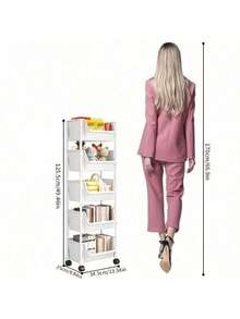 Wheeled 5-Layer SPA Mobile Storage Cart, Suitable For Optimizing Living Room, Bedroom, Kitchen And Dormitory Spaces, Salon Storage Rack, Multi-Layer Storage Rack - White - View 5