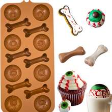 Halloween Silicone Molds - 3D Bone & Eyeball Moulds For Chocolate, DIY Halloween Candy, Gummy & Cake Decoration