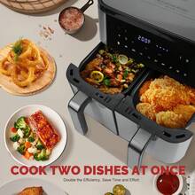MIRASTON Upgraded Large 10QT Dual Air Fryer, Digital Touchscreen, Perfect For Shoppers!  Crispy Delights In Minutes! Features:Smart Presets,Nonstick Basket,Easy Clean,Compact Design,Hosting A Girls' Night? Whip Up Guilt-Free Sweet Potato Fries In Minutes,Ideal Gift, For Festive Occasions,Mother's Day Gift,Kitchen Appliances,  Kitchen Accessories - 查看 8