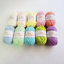 Set de 10 ovillos de hilo de 4 cabos, suave y amigable con la piel, para ganchillo manual DIY de bolsos, accesorios, mantas, chales, sombreros, flores, etc. (Longitud aproximada 1120m/1224.8yds, Peso aproximado 400g/14.1oz)