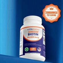 Vitamatic High Potency Biotin 20000 Mcg (20mg) With Keratin 100mg - 120 Vegetarian Tablets - Biotin Supplements For Healthy Hair Skin &Amp; Nails For Adults (120 Count (Pack Of 3)) - Flavor NameB - 查看 5