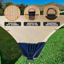 Hanlob Malla Sombra Raschel 90%, Sombra para jardín, cocheras, Lonas Sombras Reforzada (Beige, 5mx2m) - Beis - Ver 2