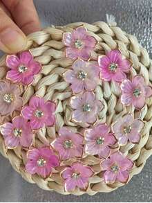 20/50 Pieces 24mmGold Edge Pink Flower Decorative Flower Design Hat Decorative Buckle DIY Handmade Decorative Accessories.
