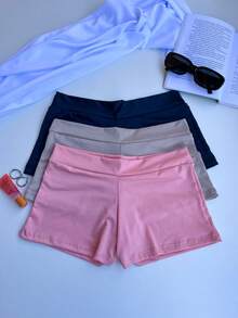 Kit 5 Short Shorts Women's Petticoat Short Second Skin Dress Panties Double Waistband Comfortable Intimate Fashion Lingerie Women Adult - 彩色 - 查看 3