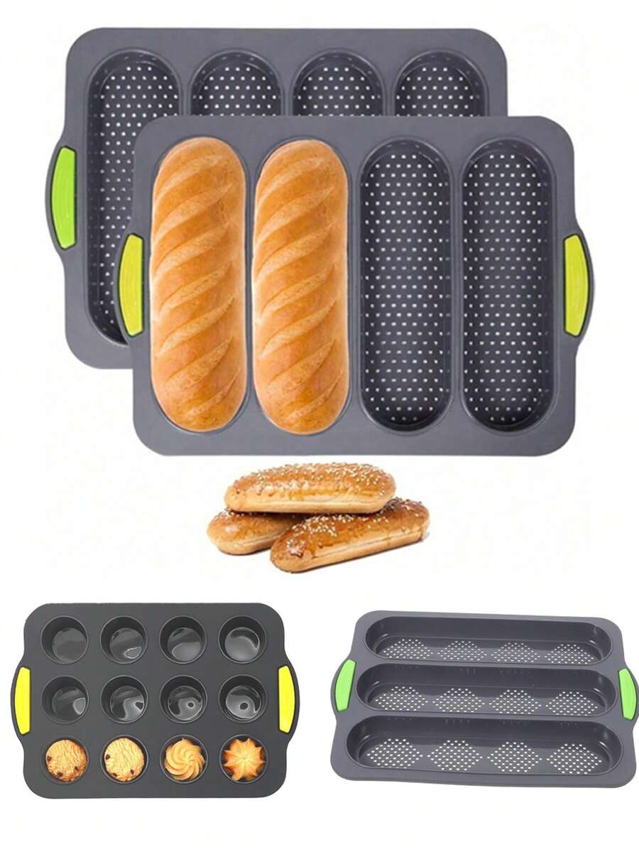 硅胶面包盘、不粘面包盘、耐热热狗面包盘、烘焙面包模具、自制面包盘、烘焙面包用的面包盘 - 彩色 - 查看 1