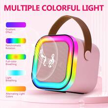 CyberDyer Maszyna do karaoke ze zmianą głosu, przenośny głośnik Bluetooth z dwoma bezprzewodowymi mikrofonami, kolorowe światła, idealny na imprezy plenerowe, domowe, w podróż, prezent dla dzieci i dorosłych w każdym wieku