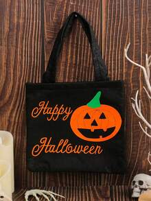 Halloween Pumpkin Tote Bag, Non-Woven Gift Bag, Halloween Storage Bag