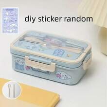 Sanrio 1pc Sanrio Kuromi, Cinnamoroll, My Melody Portable Lunch Box Set - Leak-Proof Sealed Lid Design, Large Capacity Bento Box, Cartoon DIY Stickers, Microwave , Suitable For School, Office, Travel, Picnic, Kitchen Storage, Christmas Gift, Holiday Present, Birthday Gift