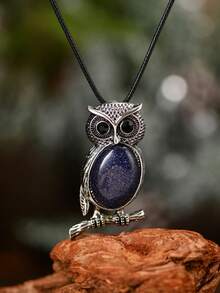 1/5/10 件时尚金属镶嵌天然水晶猫头鹰吊坠项链，天然紫水晶适合女性日常佩戴 - 貓頭鷹 - 查看 27