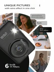 W&O 2025 New 1080P FHD Digital Camera With 32GB Card, 48MP Auto Focus , Puzzle Game,. Budget-Friendly Holiday Gift (Thanksgiving, Christmas, Halloween) - 黑色 - 查看 2