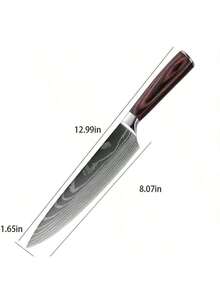 SUNTY Professional Japanese Chef Knife Set - 8 Inch Sushi & Meat Knife, High Carbon Stainless Steel Blade, Solid Wood Handle Gift Set, Ultra Sharp Vegetable Knife - Father's Day Gift, Kitchen Tools For Precision Cutting - Redwood - View 4