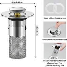 Universal Bathroom Sink Plug Stopper Wash Basin Core Bounce Pop Up Drain Filter - A - Xem 6