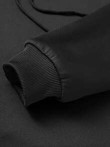 女士冬季保暖内衬套头卫衣，带口袋，舒适拉链前襟休闲卫衣，适合日常穿着、户外、旅行、办公、健身 - 黑色 - 查看 5