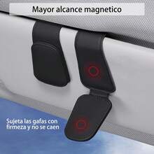 2 Piezas Porta Lentes Auto, Soporte Magnético Piel, Clip Gafas Accesorios de Coche, Adecuado para Diferentes Tama?os de Vasos y Anteojos Sol - negro - Ver 3