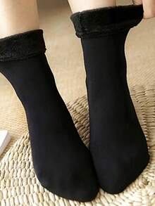 1/2/3/6 Pairs Of Plush Solid Color Socks - Warm Chunky Breathable Socks - Women's Stockings And Pantyhose - Multicolor - View 7