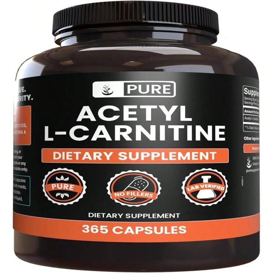 Pure Original Ingredients Acetyl L-Carnitine (365 Capsules) No Magnesium Or Rice Fillers, Always Pure, Lab Verified - 白色的 - 查看 1