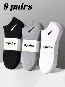 1/20 双装，中性黑、白、灰隐形袜，男女通用运动袜，透气吸汗，简约舒适，适合日常穿着 - 彩色 - 查看 18