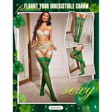 Women's Lace Top Thigh High Sheer Stockings Antiskid Silicone Ultra Shimmery Pantyhose - 綠色 - 查看 6