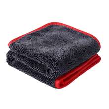 1 pieza - Toalla de secado de microfibra extra grande para vehículos, súper absorbente de doble cara con tecnología reforzada, adecuada para autos, camiones y barcos, toalla gruesa para secar y limpiar accesorios para el cuidado del automóvil - Toalla con dobladillo rojo - Ver 8