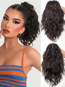 Tóc giả đuôi ngựa dài 14 inch có dây rút, màu nâu nhạt và vàng bạch kim pha trộn, sợi tổng hợp, kiểu xoăn. - Nhiều màu - Xem 23