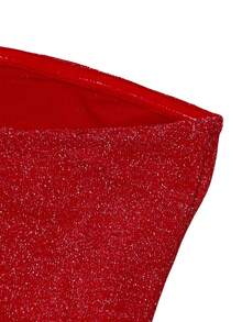 Macacão de Festa Elegante e Sexy com Strapless, Franja e Modelagem Justa para Mulheres - Vermelho - Visão 4