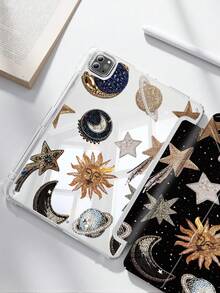 Starry Universe Pattern-Sided Painted Effect Acrylic Crystal Cover For IPad 10th Generation, IPad 10.2/Mini6/Mini7/9.7inch, Tablet Case Compatible With Samsung Galaxy Tab A9 Plus,3+Y Fold Anti-Bend, Reinforced Silicone Corners, Auto Wake/Sleep Function, Built-In Pencil Slot, Multi-Angle Foldable Stand - Perfect Daily Protection, Great Holiday Gift - Multicolor - View 3