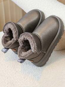 2025 Winter New Kids Snow Boots, Waterproof Leather Upper Short Boots, Toddler Warm Booties