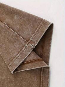 230G Retro Washed Cotton-Shirt, Busch Light Beer Camping Graphic Double-Sided Print, Loose Fit Round Neck, Unisex Summer Streetwear, Outdoor Holiday Fashion New Arrival - 棕色 - 查看 5