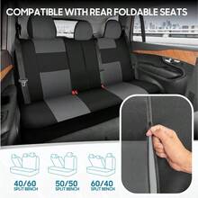 PolyPro Car Covers Full Set In Gray On Black, Front And Rear Split Covers, Easy To Install Car Seats Cover Set And Accessories Auto Trucks Van SUV - Gray - 灰色的 - 查看 4