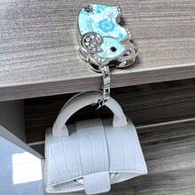 Chic Elephant Shaped Handbag Hook With Floral Pattern, Versatile Bag Hanger For Travel, Office, And Home - Cute, Organizer For Handbags, Purses, Totes, And Backpacks; Eye-Catching Accent Accessory For Spring Wardrobe Refresh; Perfect Gift Idea For Valentine's Day And Everyday Style Enthusiasts; Lightweight Metal Construction With Strong Load Support - Multicolor - View 12