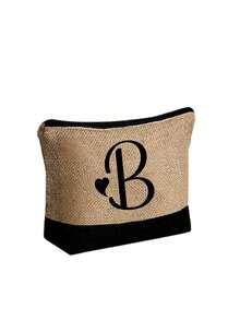 两件套女士沙滩手提包，配有可拆卸肩带，可定制A-Z字母，超大容量。肩带可根据个人喜好拆卸，包含化妆包和拉链小袋，可存放洗漱用品、零钱或文具。 - 彩色 - 查看 56