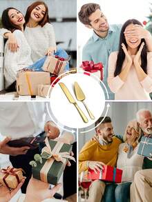 1pc/2pcs Premium Cake Cutting Set,Exquisite Knife And Toothed Shovel,Gold-Plated Stainless Steel Cake Shovel, Household Triangle Belt Tooth Shovel, Thickened Long Handle Baking Pizza Shovel, Knife Stainless Steel Cake Server, Elegant Jam Spreader Knife ,Stainless Steel Bread Cutter Slicer, Cake Knife,Luxury Pie Server Shovel - Multicolor - View 10