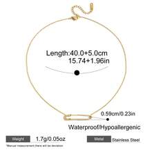 S SHOPBOHO 1 peça colar com pingente de alfinete de elegante banhado a ouro 18k, corrente de aço inoxidável de luxo com pingente de ajuste lento, joia geométrica minimalista e delicada para presente para mulheres - Colar com pingente de alfinete - Ver 5