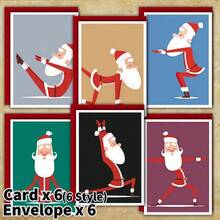 12 بطاقة تهنئة عيد الميلاد مع مغلفات، بطاقات سانتا كلوز الجميلة، هدايا عيد الميلاد، مناسبة لتقديمها لأفراد العائلة والأصدقاء والزملاء كهدايا عيد الميلاد