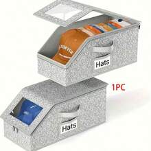 Baseball Cap Multi-Purpose Storage Box, Large Capacity Stackable Baseball Cap Storage Box, Multi-Functional Dust-Proof Storage Box, Suitable For Wardrobe, Foldable Zipper Dust-Proof Storage Box, Storage Hats, Clothes, Dolls, Etc., Can Be Used In 4 Seasons Throughout The Year