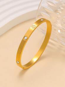 Textured Four-Leaf Clover Stainless Steel Bracelet Set For Women, Suitable For Multiple Occasions, Couples, Formal Events, Parties, And Gifts - Yellow Gold - View 17