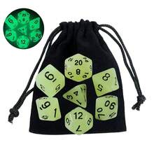 7pcs Glow-In-The-Dark Dice Set, Including Velvet Bag, Suitable For Board Games And Math Learning, Great Gift For Halloween And Christmas